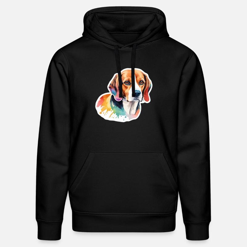 Beagle Aquarelles - Sweat à capuche bio DRUMMER Stanley/Stella Unisexe - noir