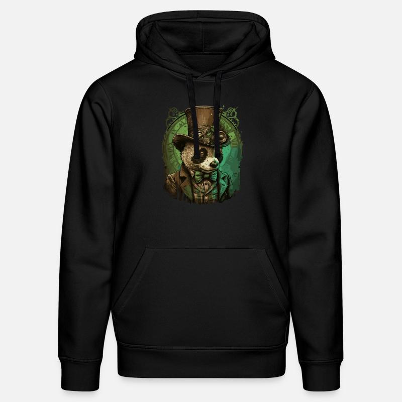 Steampunk Panda Ours - Sweat à capuche bio DRUMMER Stanley/Stella Unisexe - noir