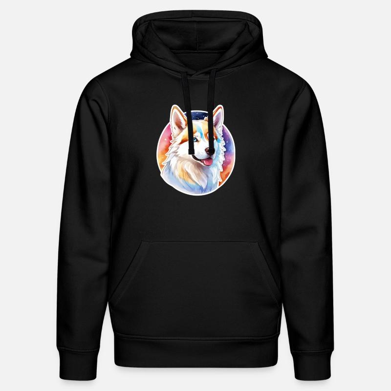Husky de Sibérie Aquarelles - Sweat à capuche bio DRUMMER Stanley/Stella Unisexe - noir