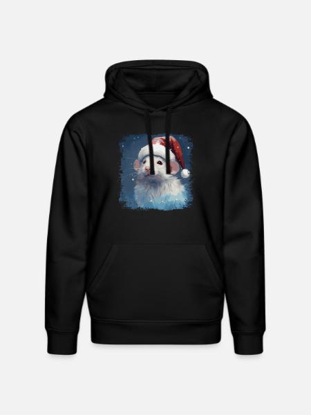 Cool Christmas Rat - Stanley/Stella DRUMMER Unisex Organic Hoodie - black