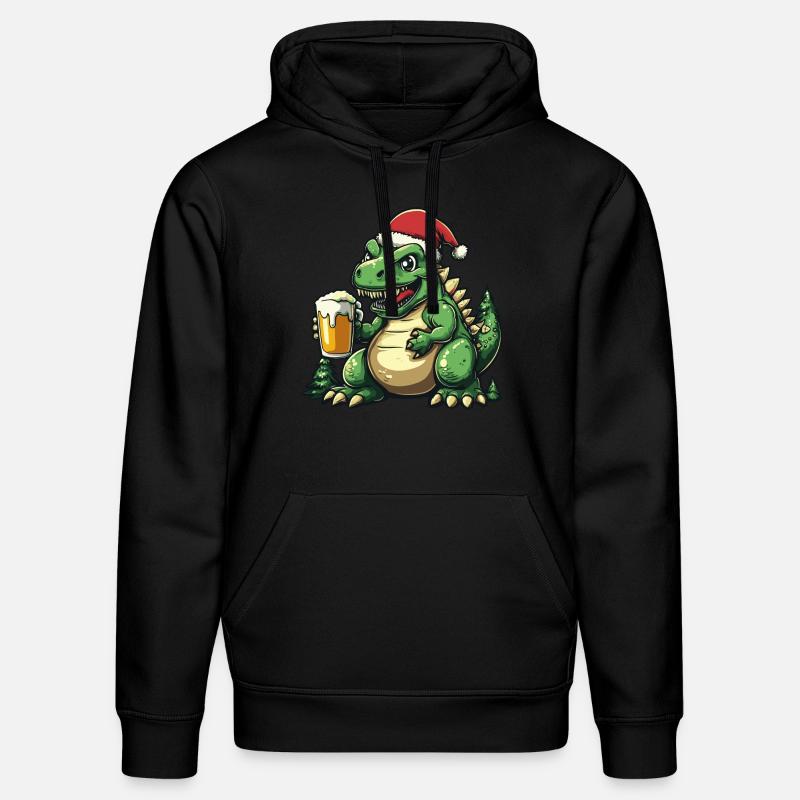 Dinosaure stégosaure bière Noël - Sweat à capuche bio DRUMMER Stanley/Stella Unisexe - noir