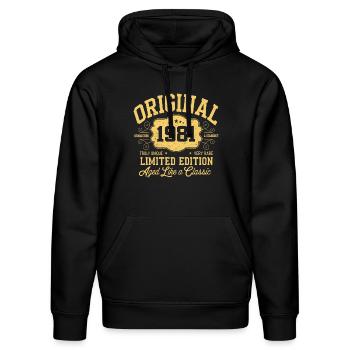 Original 1981 - Geburtstag 1981 Klassiker Edition - Stanley/Stella Unisex Bio-Hoodie DRUMMER  - Schwarz - Vorne - Marisol (170cm) & Nik (191cm)
