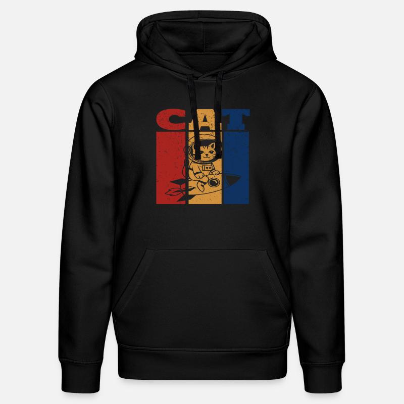 Astronaut Katze Retro Design - Stanley/Stella Unisex Bio-Hoodie DRUMMER - Schwarz