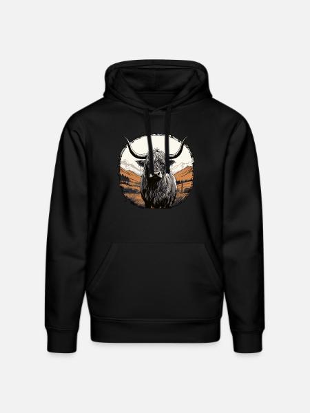 Scottish Highland cattle - Stanley/Stella DRUMMER Unisex Organic Hoodie - black