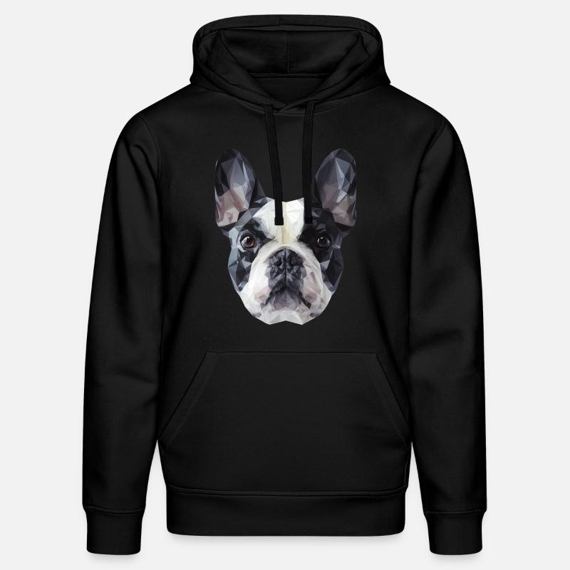 Bouledogue français Low Poly Design - Sweat à capuche bio DRUMMER Stanley/Stella Unisexe - noir