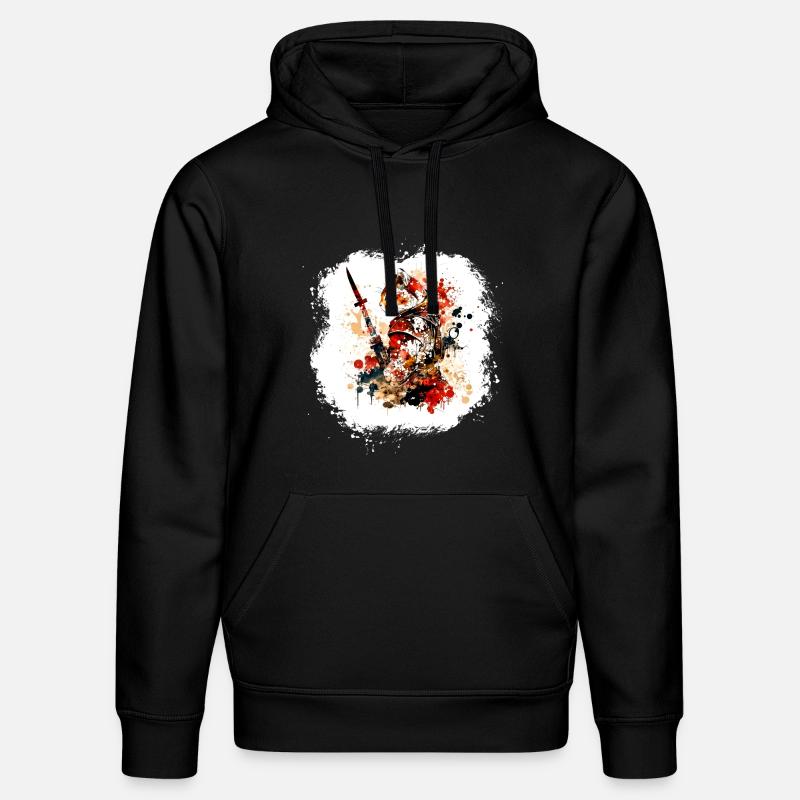 Samurai Katze Rot Schwarz - Stanley/Stella Unisex Bio-Hoodie DRUMMER  - Schwarz