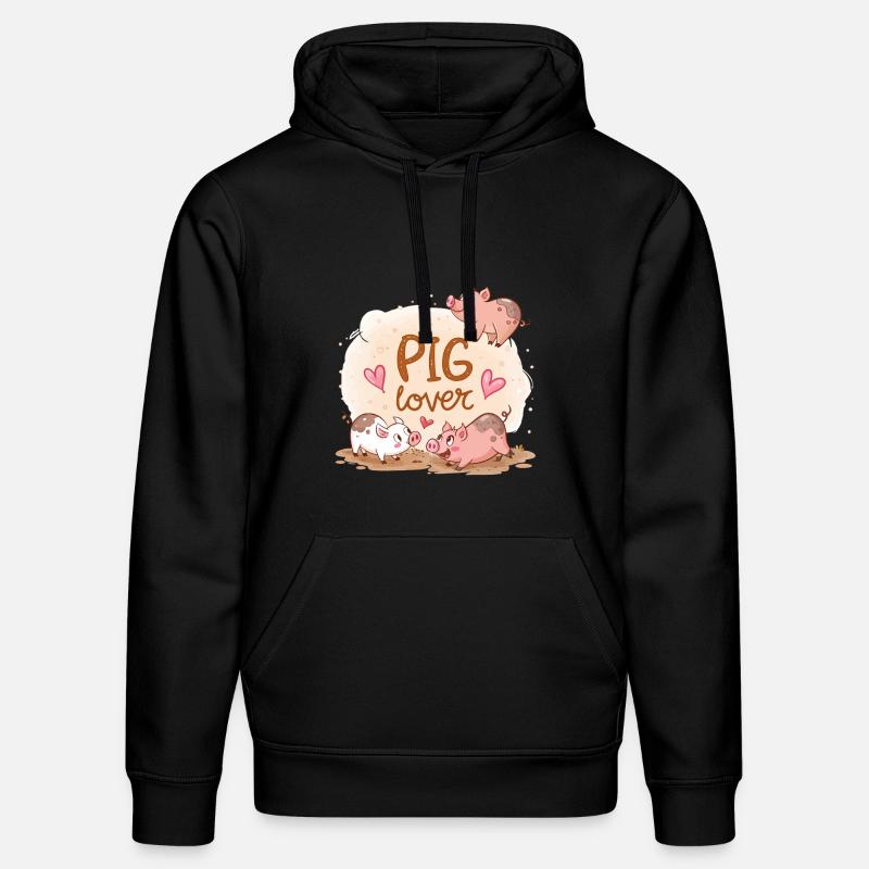 Vitrine de Cochons Amusants et Chaleureux - Sweat à capuche bio DRUMMER Stanley/Stella Unisexe - noir