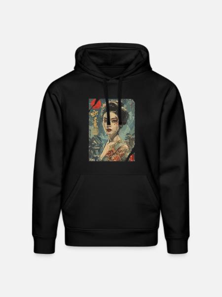 Strong Geisha – Japanese Retro Poster - Stanley/Stella DRUMMER Unisex Organic Hoodie - black