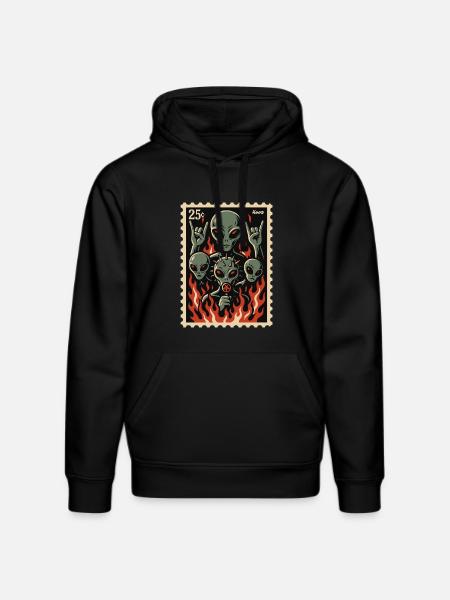 Aliens with mask and fire - Stanley/Stella DRUMMER Unisex Organic Hoodie - black