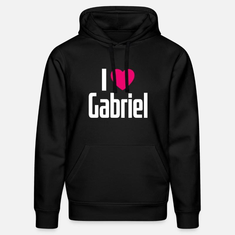 J’aime Gabriel Cœur Rose J’aime Gabriel - Sweat à capuche bio DRUMMER Stanley/Stella Unisexe - noir