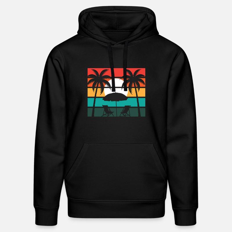 Palmier de plage et soleil - Sweat à capuche bio DRUMMER Stanley/Stella Unisexe - noir
