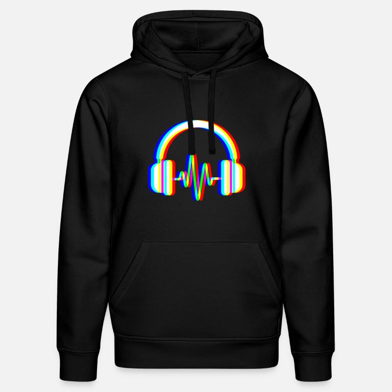 Casque Glitch – Ondes Sonores - Sweat à capuche bio DRUMMER Stanley/Stella Unisexe - noir