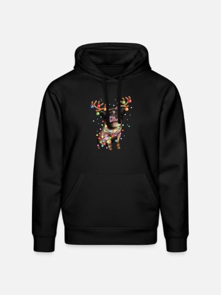 Christmas Piggie - Cute Piggy Xmas Holiday Pig - Stanley/Stella DRUMMER Unisex Organic Hoodie - black