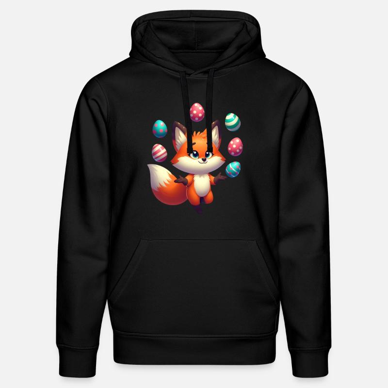 Jonglierender Rotfuchs mit Ostereiern - Stanley/Stella Unisex Bio-Hoodie DRUMMER  - Schwarz