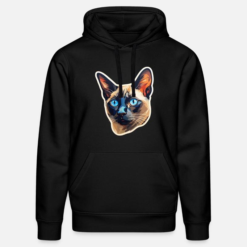 Tête de chat siamois - Sweat à capuche bio DRUMMER Stanley/Stella Unisexe - noir