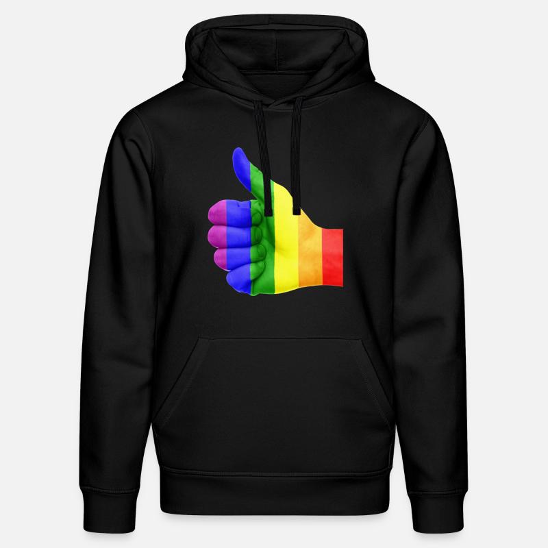 Regenbogen LGBT Daumen hoch - Stanley/Stella Unisex Bio-Hoodie DRUMMER  - Schwarz