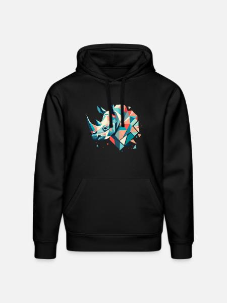 Abstract Rhinoceros – Geometric Strength - Stanley/Stella DRUMMER Unisex Organic Hoodie - black