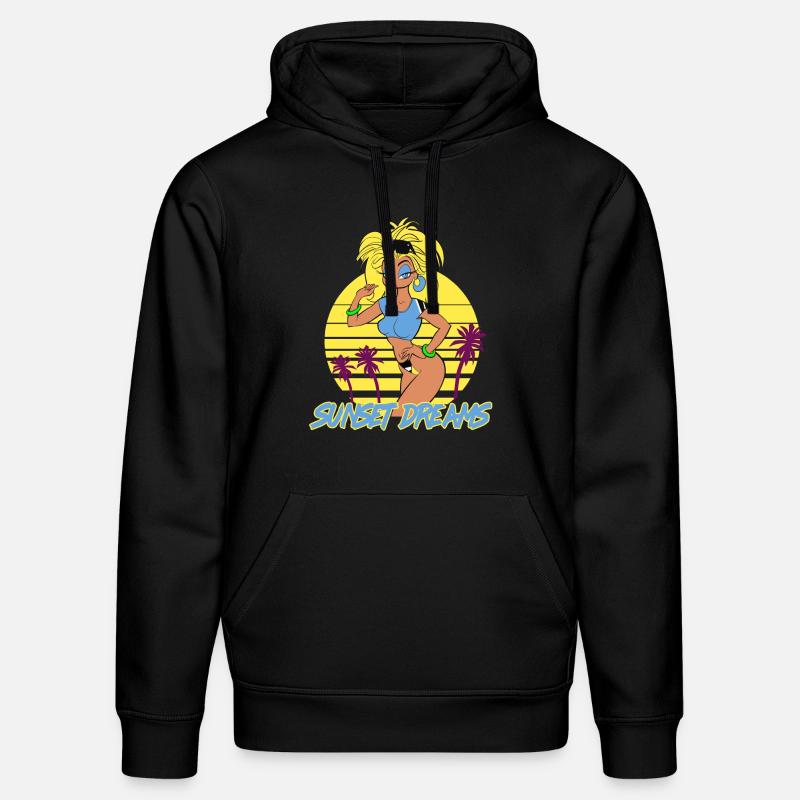 Sunset Dreams Pinup Pink - Sweat à capuche bio DRUMMER Stanley/Stella Unisexe - noir