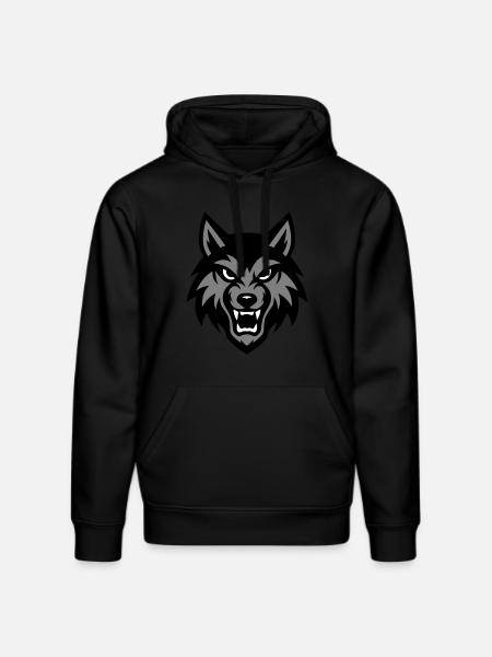 Wolf Head Animal - Stanley/Stella DRUMMER Unisex Organic Hoodie - black