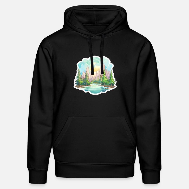 Paysage - Illustration - Sweat à capuche bio DRUMMER Stanley/Stella Unisexe - noir