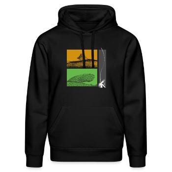 Modell 26 - Forelle und Äsche - Stanley/Stella Unisex Bio-Hoodie DRUMMER  - Schwarz - Vorne - Marisol (170cm) & Nik (191cm)
