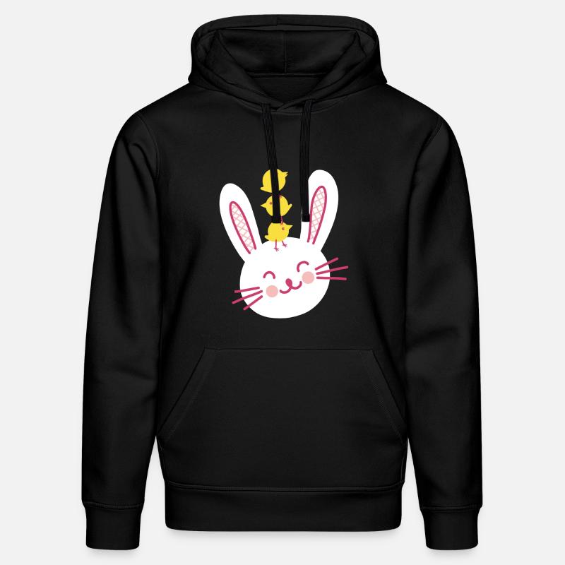 Easter Bunny and Three Cute Chicks - Stanley/Stella DRUMMER Unisex Organic Hoodie - black