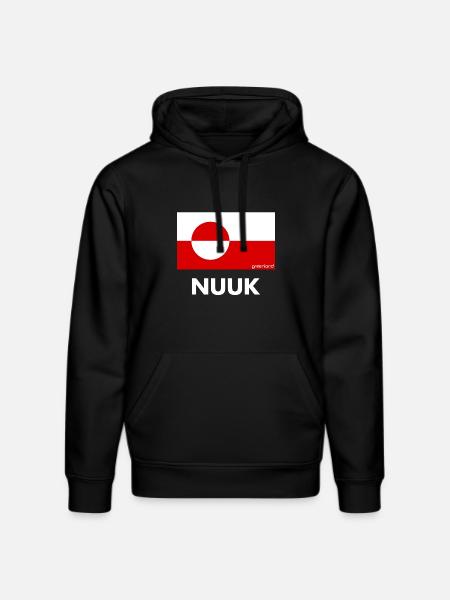 Grönlannin lippu - Nuuk - Grönland - Tanska - Stanley/Stella DRUMMER unisex luomuhuppari - musta