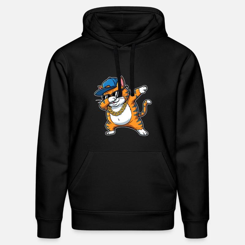 Dessin animé hip-hop cool du chat - Sweat à capuche bio DRUMMER Stanley/Stella Unisexe - noir