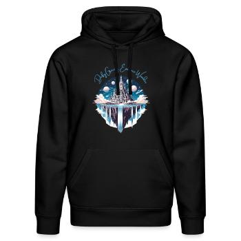 Floating Island with an Upside Down Castle - Stanley/Stella DRUMMER Unisex Organic Hoodie - black - Front - Marisol (170cm) & Nik (191cm)