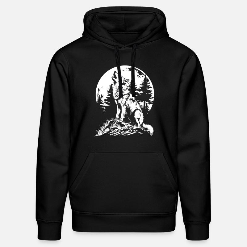 Wolf Mond Wald - Stanley/Stella Unisex Bio-Hoodie DRUMMER  - Schwarz