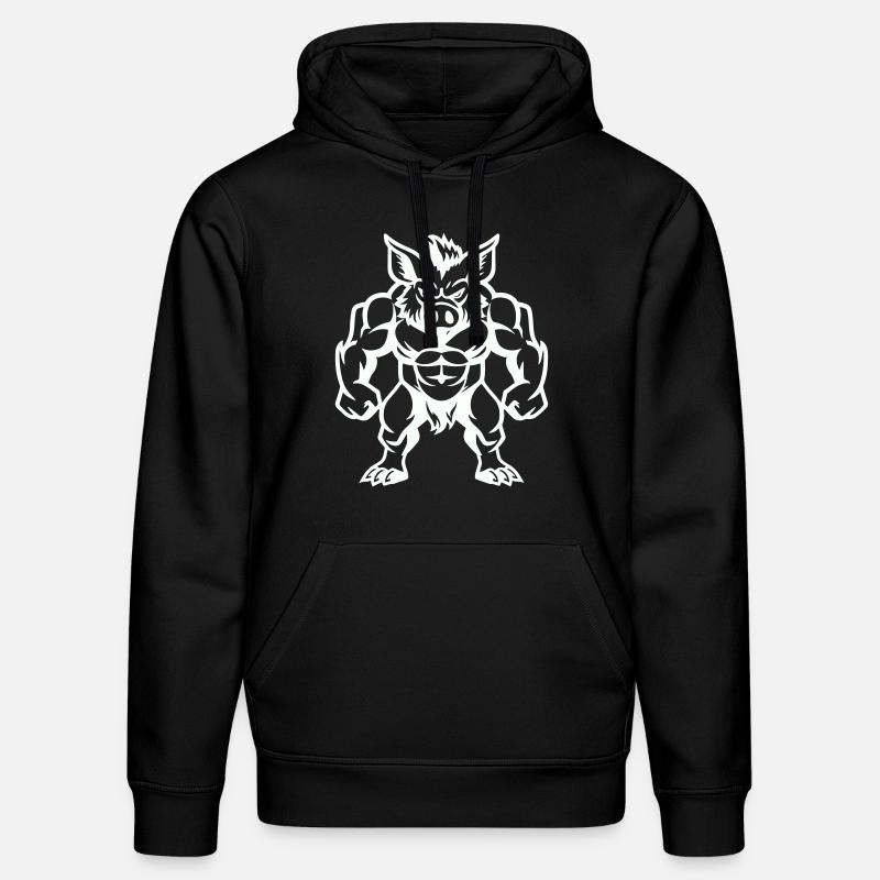 wildschwein comic - Stanley/Stella Unisex Bio-Hoodie DRUMMER  - Schwarz