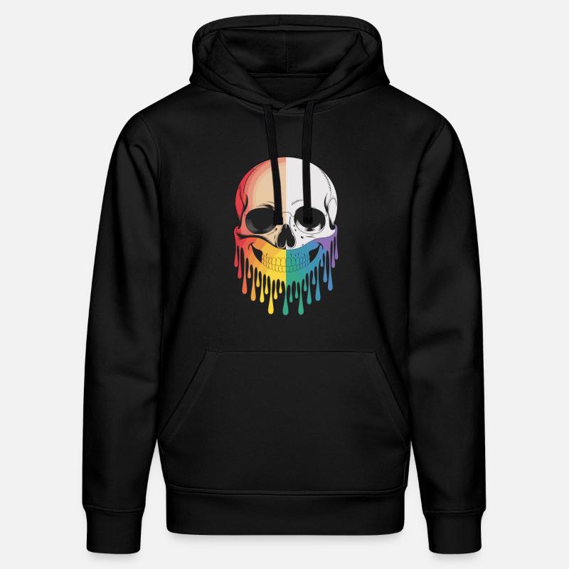 Crâne avec sourire arc-en-ciel - Sweat à capuche bio DRUMMER Stanley/Stella Unisexe - noir