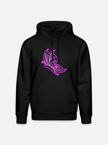 Butterfly Pink - Stanley/Stella DRUMMER Unisex Organic Hoodie - black