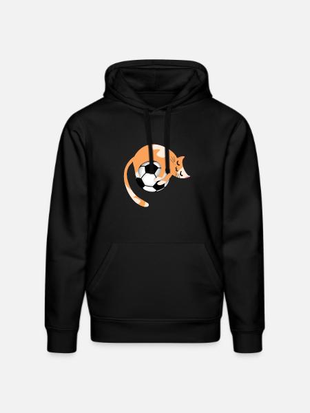 Katze mit Fußball - Stanley/Stella Unisex Bio-Hoodie DRUMMER - Schwarz