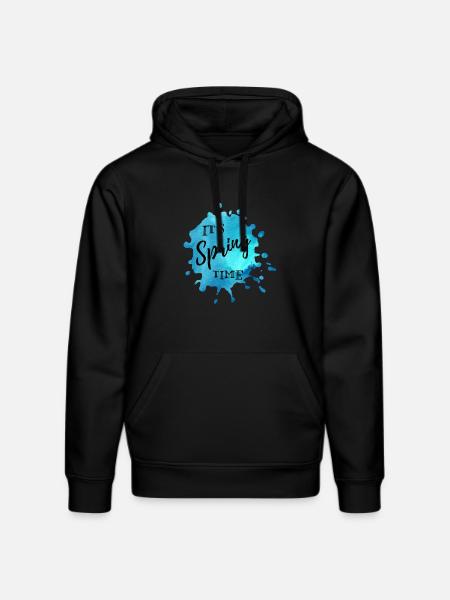 Splash of color blue "It's Spring Time" - Stanley/Stella DRUMMER Unisex Organic Hoodie - black