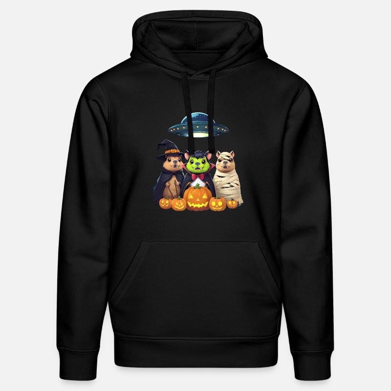 Halloween Capybara Hamster Geist Geschenkidee - Stanley/Stella Unisex Bio-Hoodie DRUMMER  - Schwarz
