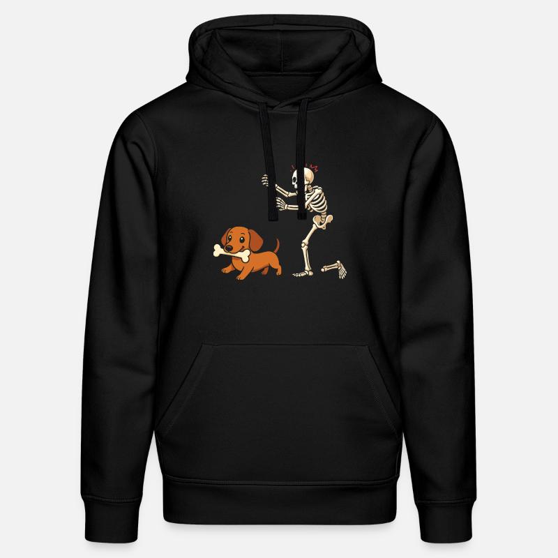 Humour Squelette Poursuit Chien Teckel - Sweat à capuche bio DRUMMER Stanley/Stella Unisexe - noir