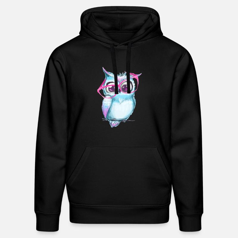 Hibou mignon avec des lunettes - Sweat à capuche bio DRUMMER Stanley/Stella Unisexe - noir