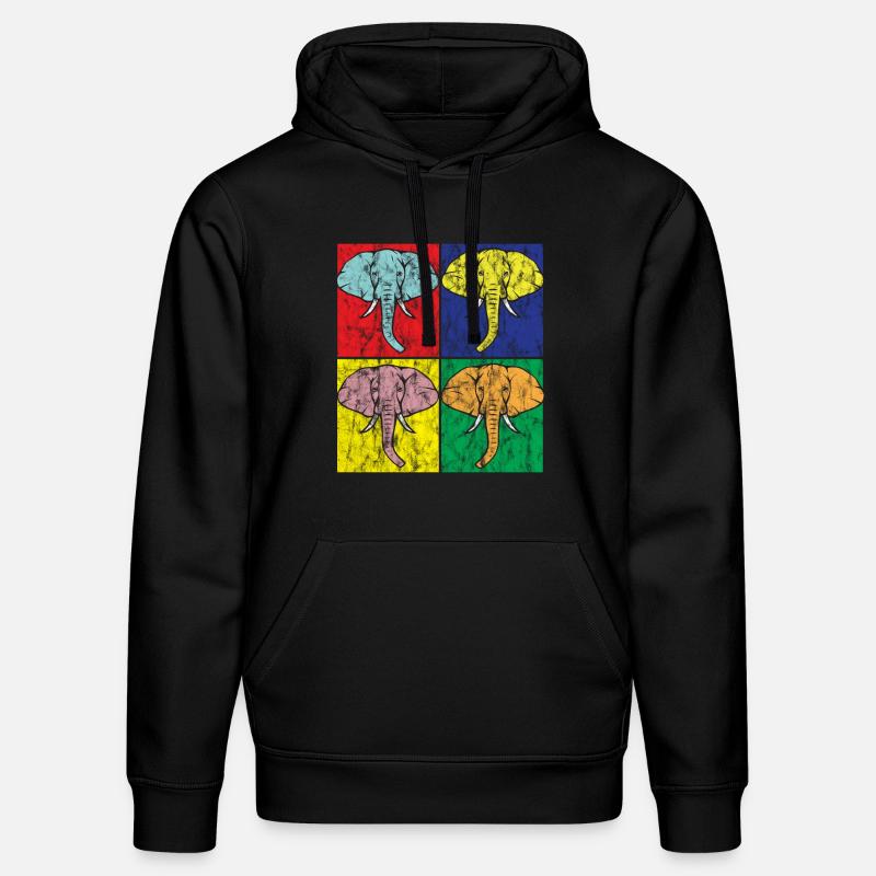 Éléphant Pop Art - Sweat à capuche bio DRUMMER Stanley/Stella Unisexe - noir