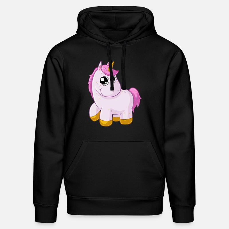 Pinkes Comic Einhorn - Stanley/Stella Unisex Bio-Hoodie DRUMMER  - Schwarz