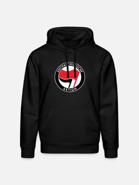 Antifacist Action, Antifa Logo, Flags - Stanley/Stella DRUMMER Unisex Organic Hoodie - black
