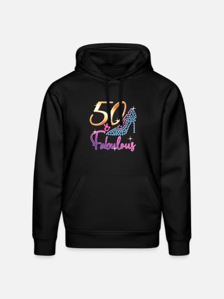 50 & Fabulous Turning Fifty, 50th Birthday Gift - Stanley/Stella DRUMMER Unisex Organic Hoodie - black