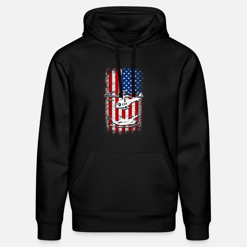 Hélicoptère drapeau américain des États-Unis - Sweat à capuche bio DRUMMER Stanley/Stella Unisexe - noir