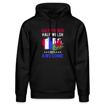 Halb Franzose Halb Waliser - Stanley/Stella Unisex Bio-Hoodie DRUMMER  - Schwarz - Vorne - Marisol (170cm) & Nik (191cm)