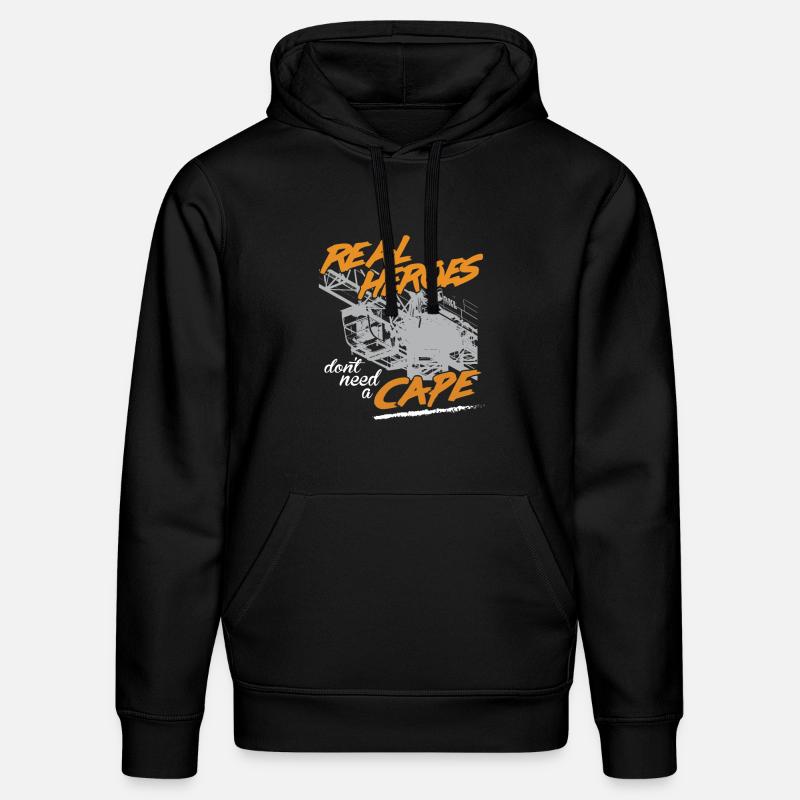 Kranführer Sprüche Kran echte Helden - Stanley/Stella Unisex Bio-Hoodie DRUMMER  - Schwarz