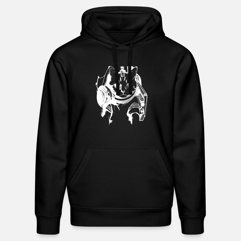 DJ Chat en blanc - Sweat à capuche bio DRUMMER Stanley/Stella Unisexe - noir