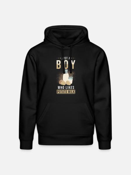 Potato milk saying - Stanley/Stella DRUMMER Unisex Organic Hoodie - black