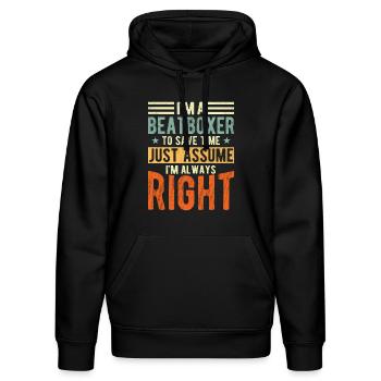 Beat-boxer - Stanley/Stella Unisex Bio-Hoodie DRUMMER  - Schwarz - Vorne - Marisol (170cm) & Nik (191cm)