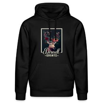 Dirndl Ersatz Dirndl Trachten Kostüm Dirndl Ersatz - Stanley/Stella Unisex Bio-Hoodie DRUMMER  - Schwarz - Vorne - Marisol (170cm) & Nik (191cm)