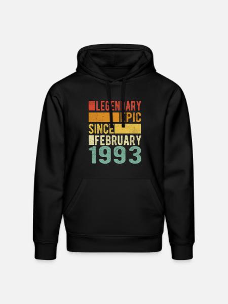 Birthday February 1993 Legendary Epic - Stanley/Stella DRUMMER Unisex Organic Hoodie - black